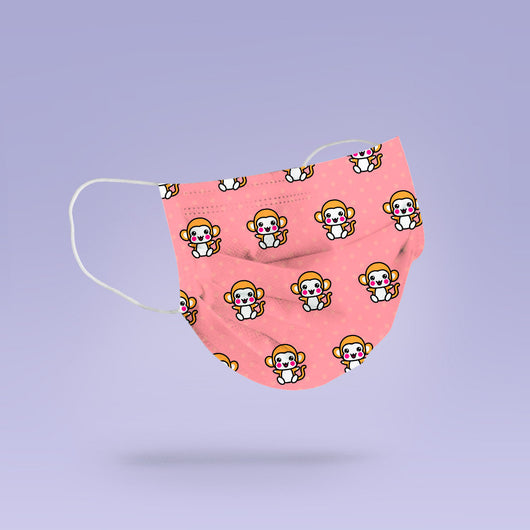 Washable & Reusable Pink Monkey Mask Cover - Cute Face Mask