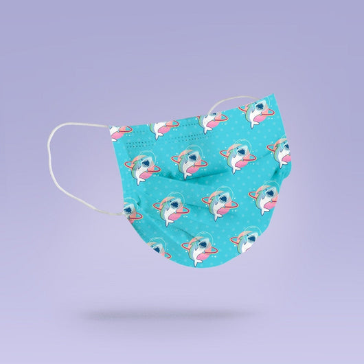 Washable & Reusable Blue Space Shark Cloth Face Mask - Cute Face Masks