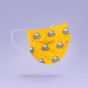 Washable & Reusable Yellow Possum Cloth Face Mask - Cute Face Masks
