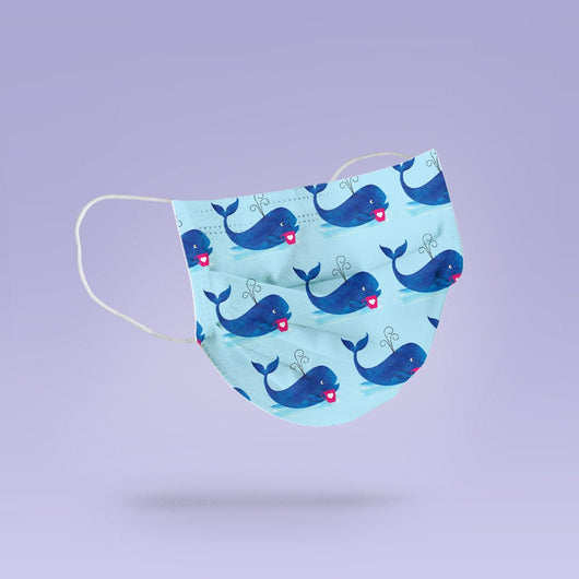 Washable & Reusable Cloth Blue Whale Face Mask Cover