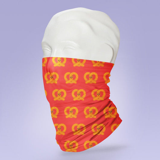 Washable & Reusable Salty Pretzel Themed Mask - Face Mask - Face Buff - Snood
