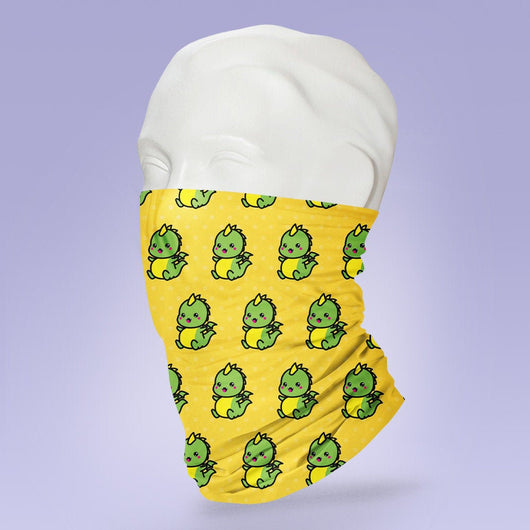 Washable & Reusable Yellow DinosaurThemed Face Shield - Face Mask