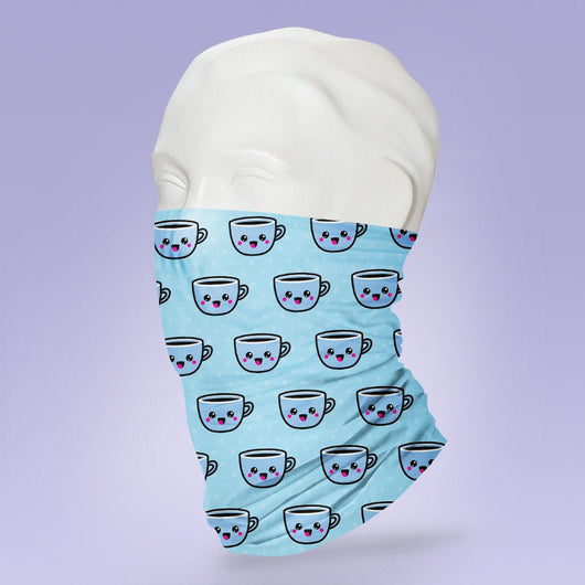 Washable & Reusable Blue Coffee Face Shield - Face Mask - Face Buff - Snood - Face Gator