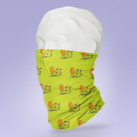 Washable & Reusable Funny Green Dragon Smoking Weed -   Gaiter Face Shield - Face Mask