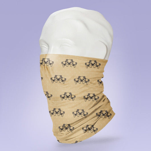 Washable & Reusable Cute Brown Dog Face Mask -  Gaiter Face Shield - Face Mask