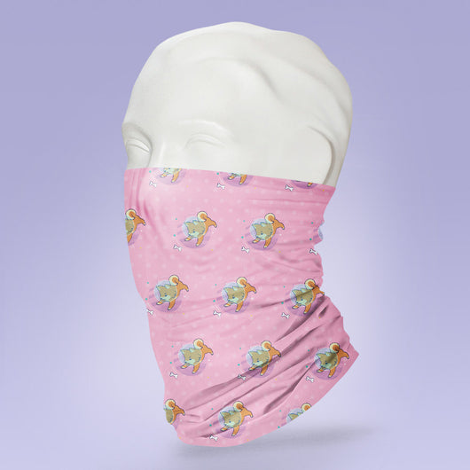 Washable & Reusable Space Shiba Inu Face Mask -   Gaiter Face Shield - Face Mask