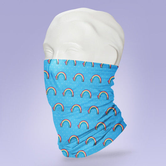 Washable & Reusable Rainbow Cat Cat Face Mask -   Gaiter Face Shield - Face Mask