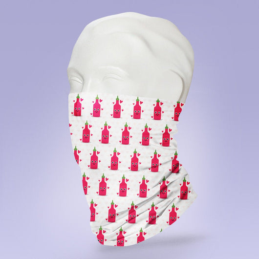 White Washable & Reusable Sriracha Hot Sauce Mask - Face Shield - Face Mask