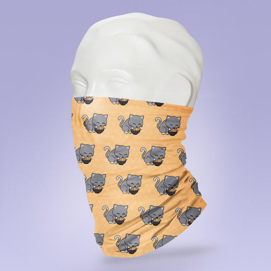 Washable & Reusable Cat Eating Noodles Mask - Face Shield - Face Mask