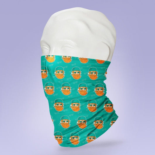 Washable & Reusable Green Mustache Hipster - Face Shield - Face Mask