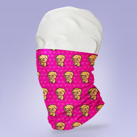Red Washable & Reusable Pink Pig Face Mask - Face Shield - Face Mask