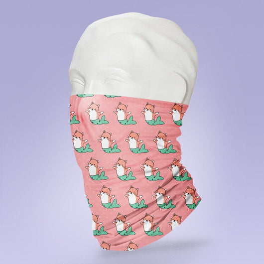 Washable & Reusable Pink Cat Mermaid Face Mask - Face Shield - Face Mask