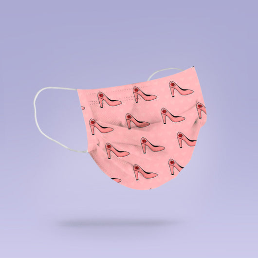 Washable & Reusable Pink High Heel Mask Cover - Purple Face Mask - Pink Face Mask