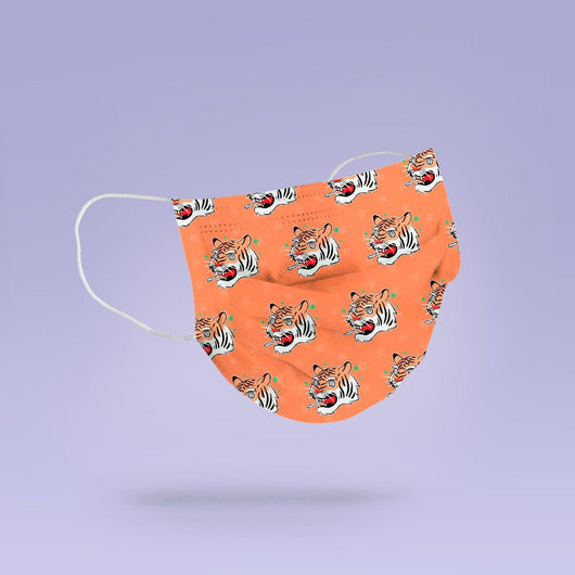 REUSABLE Tiger Mask- Soft, Cloth, Washable, Re-Usable, Orange Face Mask - Adult Mouth Cover - Tiger Face Mask