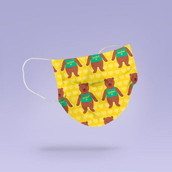 Washable & Reusable Yoga Bear Print and Rainbow Face Mask Cover