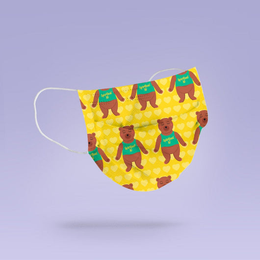 Washable & Reusable Yoga Bear Print and Rainbow Face Mask Cover