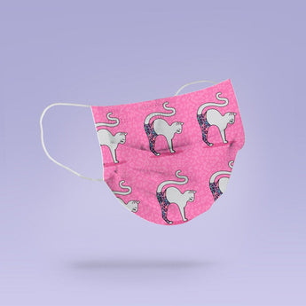 Washable & Reusable Pink Yoga Cat Face Mask Cover