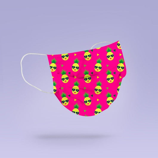 Washable & Reusable Cloth Pink Pineapple  Face Mask Cover