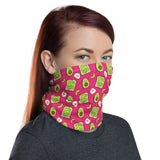 Washable & Reusable Cloth Neck Gaiter Face Shield - Pink Avocado Toast Print - Face Mask