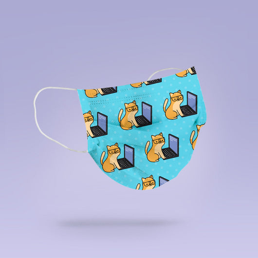 Washable & Reusable Coding Cat On Computer Cloth Face Mask Cover