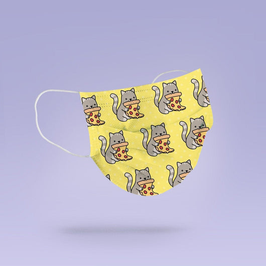 Washable & Reusable Cat Eating Pizza Cloth Face Mask Cover