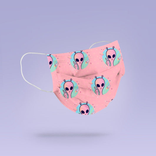 Washable & Reusable Pink Alien Face Mask Cover