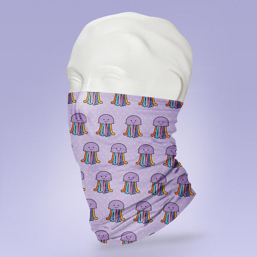 Washable & Reusable Purple Jellyfish Themed Face Shield - Face Mask