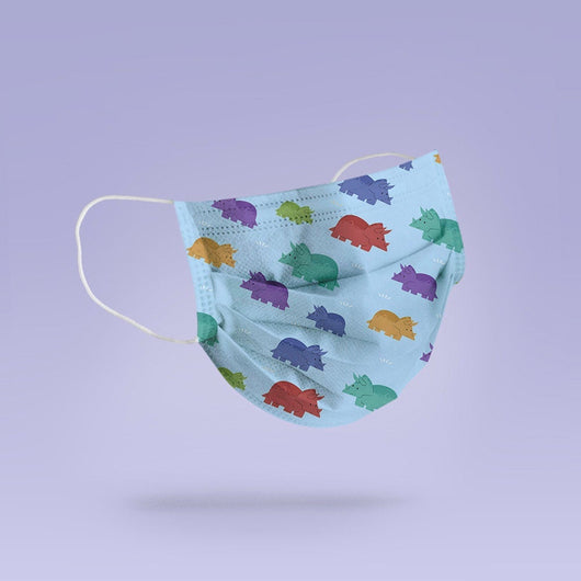 REUSABLE FACE MASK - Soft, Cloth, Washable, Re-Usable, Blue Dinosaur Face Mask - Adult Mouth Cover - Dinosaur Face Mask