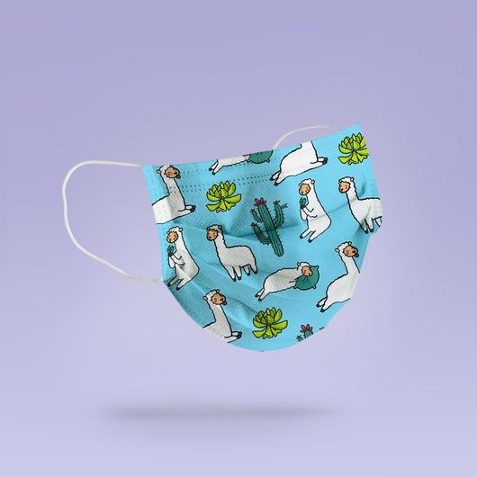 REUSABLE FACE MASK - Soft, Cloth, Washable, Re-Usable Llama and Cactus Face Mask - Adult Mouth Cover - Llama Face Mask