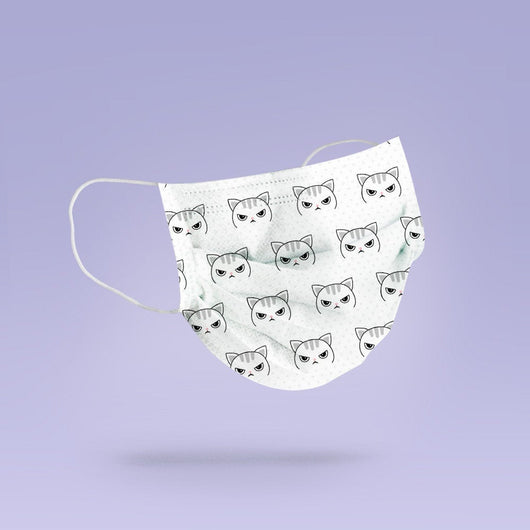 Washable & Reusable Angry Cat Eating Noodles Face Mask Cover