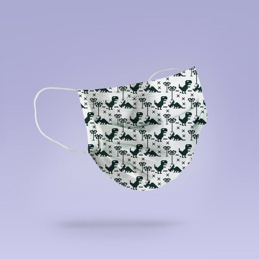 REUSABLE FACE MASK -  Soft, Cloth, Anti-Dust, Washable, Re-Usable, Video Game Dinosaur Print Adult Mouth Cover - Dino Face Mask