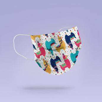 REUSABLE FACE MASK -  Soft, Cloth, Anti-Dust, Washable, Re-Usable, Llama Print Adult Mouth Cover - Llama Face Mask
