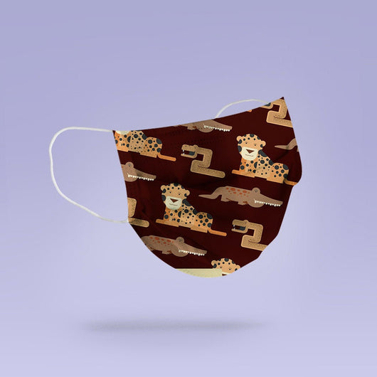 REUSABLE FACE MASK -  Soft, Cloth, Anti-Dust, Washable, Re-Usable, African Animals Adult Mouth Cover - Crocodile, Cheetah, Snake Face Mask