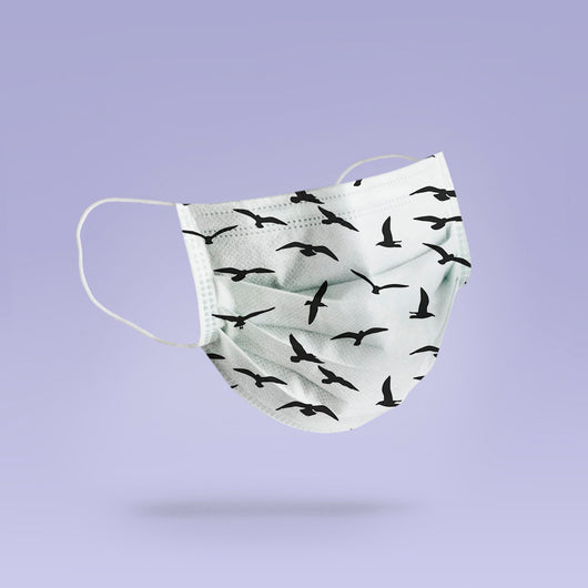 REUSABLE FACE MASK -  Soft, Cloth, Anti-Dust, Washable, Re-Usable, Flying Birds Mouth Cover - Black and White Birds Face Mask