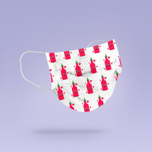 Washable & Reusable Sriracha Hot Sauce Lover Cute Face Mask Cover