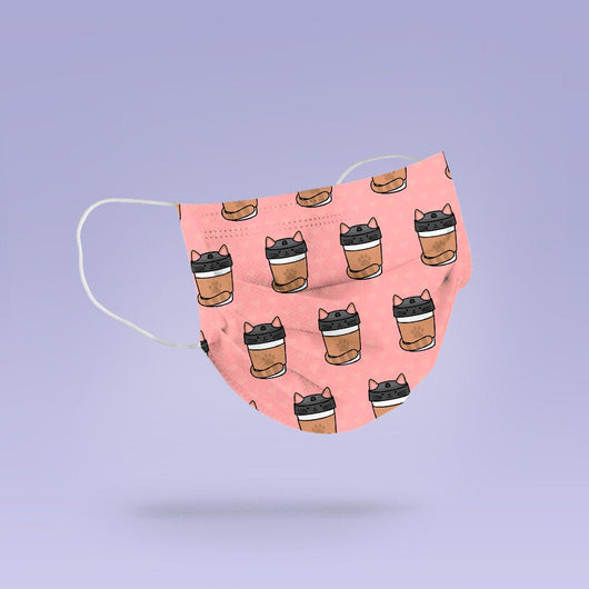Washable & Reusable Cat Coffee Cute Face Mask Cover