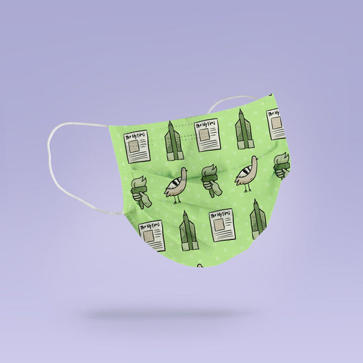 Cute NYC Reusable Face Mask -  Pigeon & Paper Soft, Cloth, Anti-Dust, Washable, Re-Usable, New York City Mouth Cover - New York City