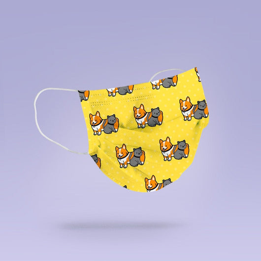 Washable & Reusable Cute Corgi And Kitten Face Mask Cover