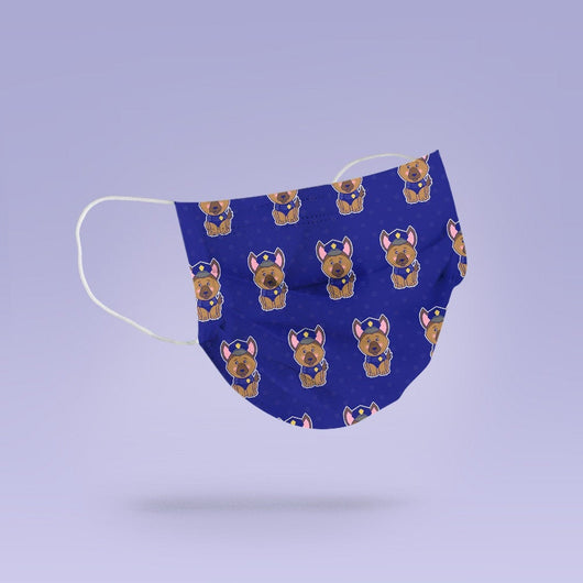 Washable & Reusable Blue K9 Police Dog Face Mask Cover