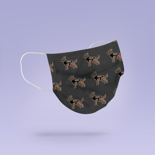 Washable & Reusable Gray K9 Police Dog Face Mask Cover