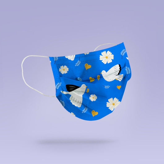 REUSABLE FACE MASK -  Soft, Cloth, International Day of Peace Dove Design, Washable, Re-Usable - Adult Mouth Cover - Dove Face Mask