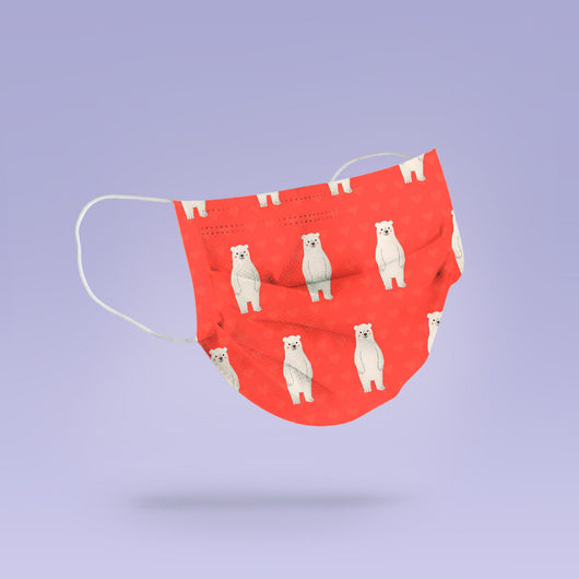 Washable & Reusable Polar Bear Red Mask Cover - Cute Face Mask