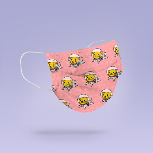 Washable & Reusable Pink Space Cat Mask Cover - Cute Face Mask