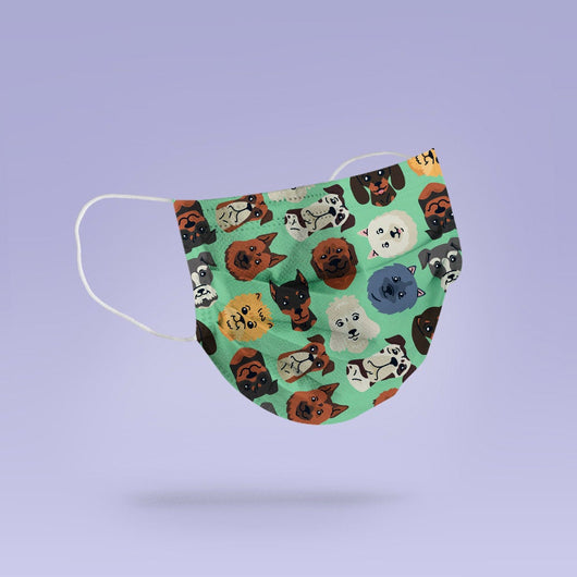 REUSABLE FACE MASK -  Soft, Cloth, Anti-Dust, Washable, Re-Usable, Dog & Puppy Print Adult Mouth Cover - Dog Lovers Face Mask