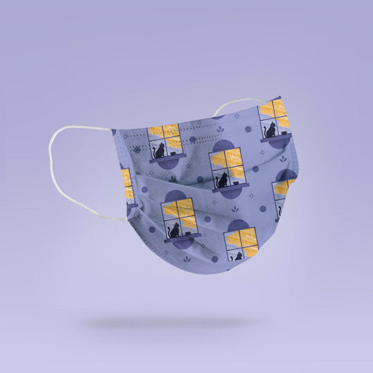 REUSABLE FACE MASK -  Soft, Cloth, Anti-Dust, Washable, Re-Usable, Cat on Window Adult Mouth Cover - Cat In Window Face Mask