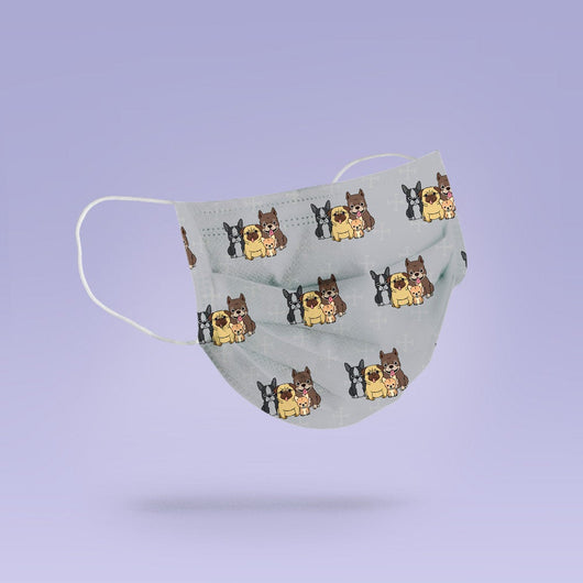 Washable & Reusable Cute Brown Dogs Cloth Face Mask - Cute Face Masks - Pitbull, Boxer, Pug Face Mask