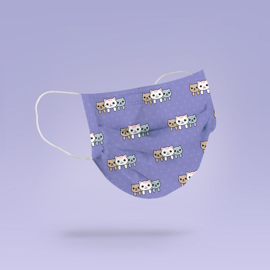 Washable & Reusable Purple Cats Cloth Face Mask - Cute Face Masks