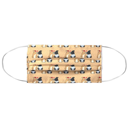 Washable & Reusable Frenchie Cute Bulldogs Kissing Cloth Face Mask Cover