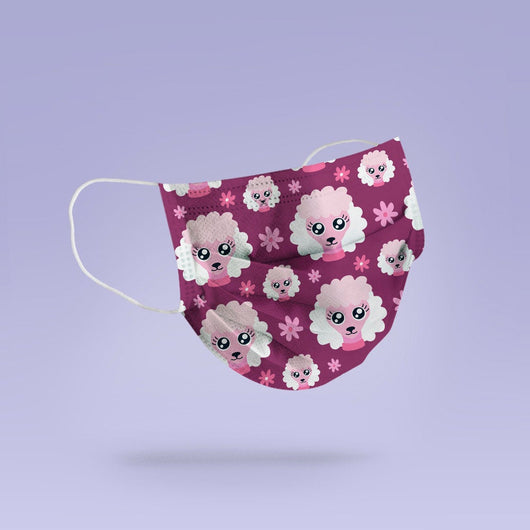 REUSABLE FACE MASK -  Soft, Cloth, Anti-Dust, Washable, Re-Usable, Pink Poodle Adult Mouth Cover - Poodle Face Mask