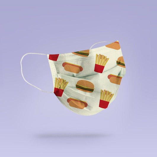 REUSABLE FACE MASK -  Soft, Cloth, Anti-Dust, Washable, Re-Usable, Hotdog & Hamburger and Fries Adult Mouth Cover - Poodle Face Mask